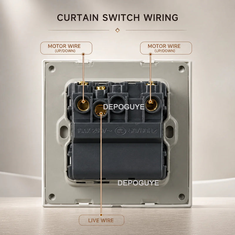 Electric curtain switch panel, type 86 up and down automatic reset shutter shutter switch AC110-250V