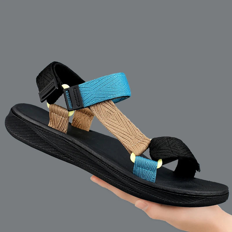 Thick Soles Platform Bottom Sandals Men Summer Adjustable Open Toes Sandals With Velcro Strap Teenager Sandal Soft Lightweight