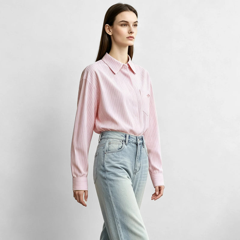 Amii Striped Shirt New Arrival 2026 Autumn Clothes Lapel Long Sleeve Oversized Casual Woman Clothes Blusas Femininas 12623151