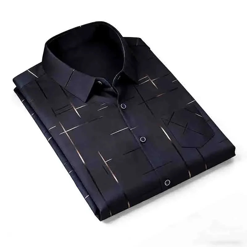 2026 Casual Business Men's Fashion Casual Short Sleeve Shirt Anti-Wrinkle Geometric Print Daily Top