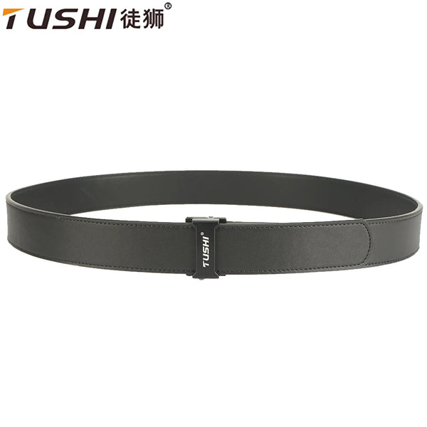 TUSHI Leather belt Tactical Belt for Men Leisure  Metal Automatic Buckle IPSC Gun Belt Military Belt Outdoor Sports Girdle Male
