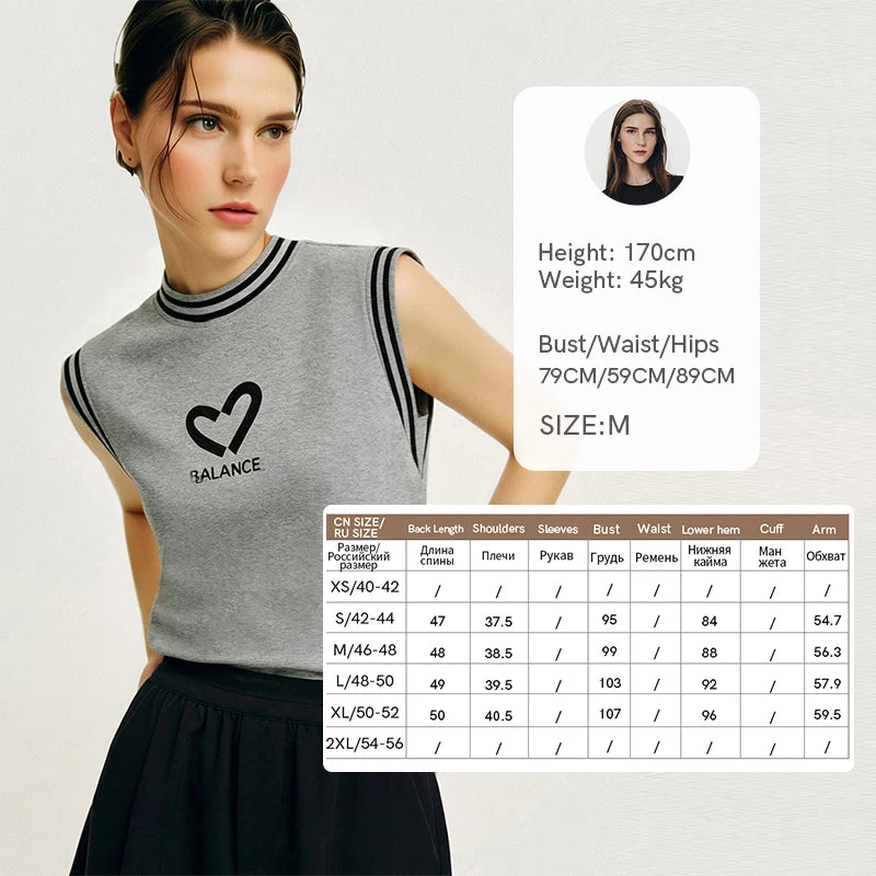Amii Sleeveless Women's T-Shirt 2026 Summer New Stretch Cotton Tank Top Letter Embroidered Loose Casual Tee For Women 12642116