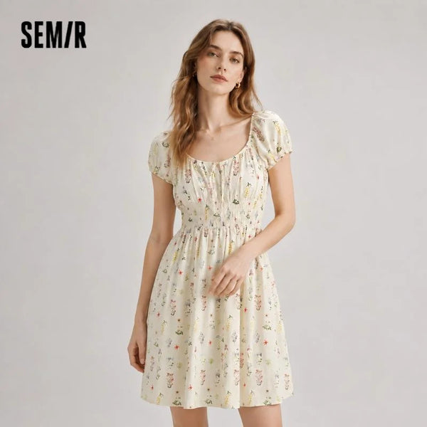 រ៉ូបស្ត្រី Semir រាងកោងចង្កេះ ផ្កាបែបបារាំង រ៉ូមែនទិក ផ្អែម ឆើតឆាយ រដូវក្តៅ 2026 ម៉ូដធម្មតា