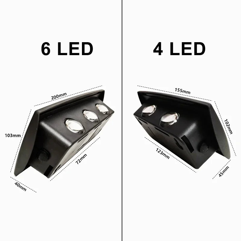 Solar LED Spotlight Outdoor Wall Lamp 4/6 LED Waterproof Up and Down Luminous Fence Lighting for Wall Balcony Courtyard Garden
