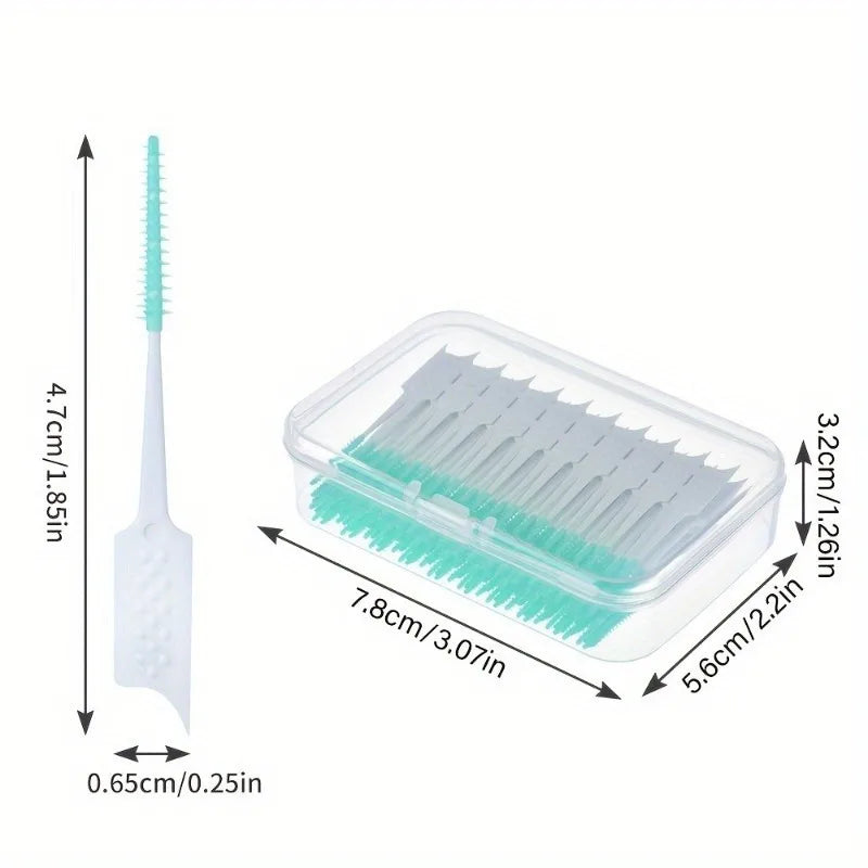 102Pcs Mint Flavored Interdental Flossers,Soft Gel Formaldehyde-Free Dental Cleaning Pick Ergonomic Handle Travel Oral Care Tool