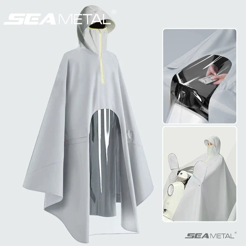 SEAMETAL Universal Thickened Raincoat Upgrade Full Coverage High Neck Rain Cover Waterproof Rainwear for Outdoor Motorcycle Part