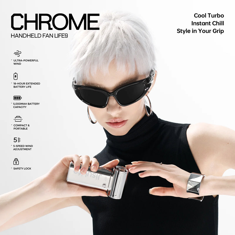 JISULIFE Portable Handheld Turbo Fan Life 9 Electroplate Plus Fashionable 5000mAh High-performance Strong wind Fashion Item