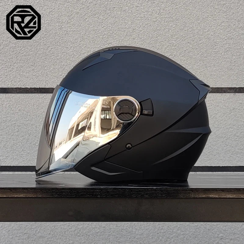 ORZ Latest High Quality Motorcycle Helmet Half Covering Dual Lens Cascos para Motos Male Female Couple Capacetes de Moto