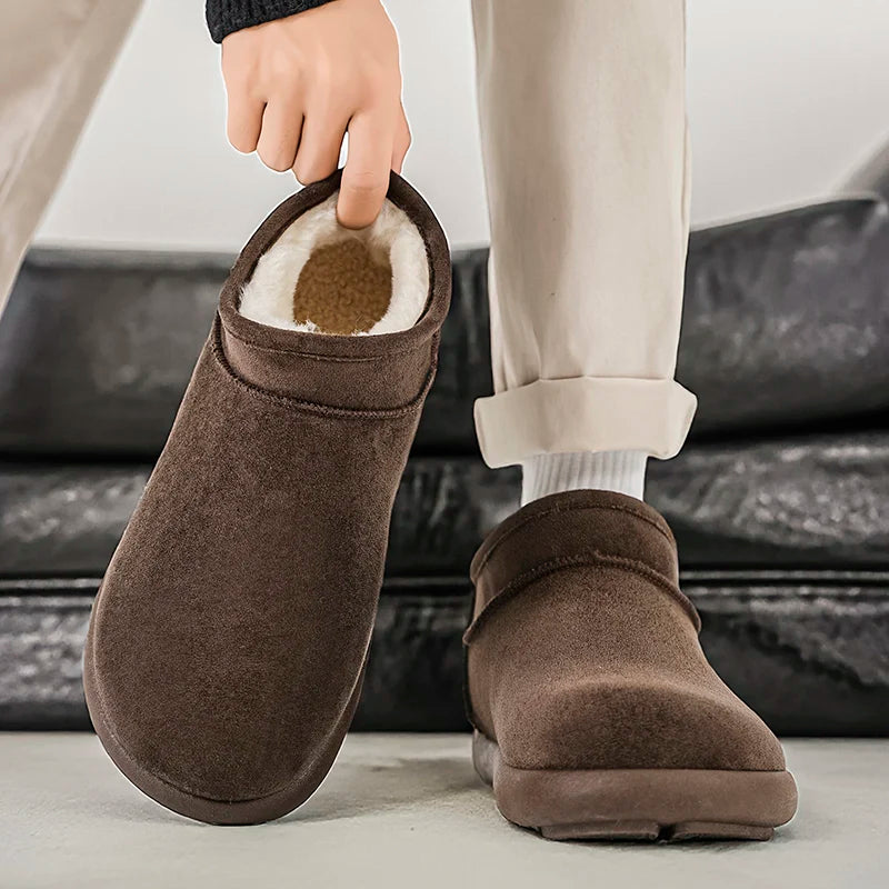 Men's high-quality slip on snow casual cotton shoes winter warm plush soft sole outdoor walking light comfort cotton slippers