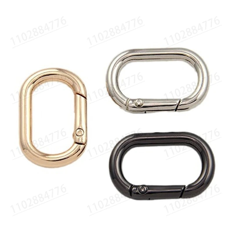 Metal Oval Ring Spring Clasps Hook Buckles Openable Carabiner Keychain 2Pcs Leather Bag Handbag Strap Belt Hooks Dog Chain