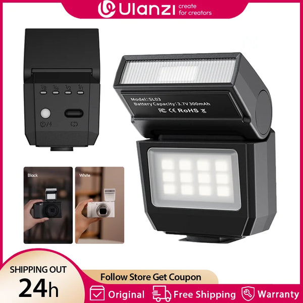 ភ្លើង Flash Ulanzi SL03 Mini Speedlight កាមេរ៉ា Flash GN8 ភ្លើងបំពេញដែលអាចលៃតម្រូវបាន ៤ កម្រិតសម្រាប់ Canon Sony Nikon DSLR ការថតរូបក្រៅផ្ទះ