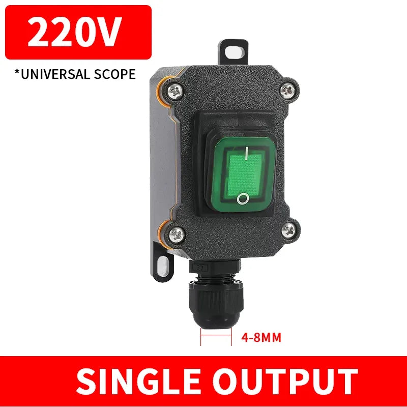 Waterproof Marine Rocker Switch With LED Outdoor Junction Box Inline Power Cord Power Switch IP65,12V/24V/220V,Screw Wiring