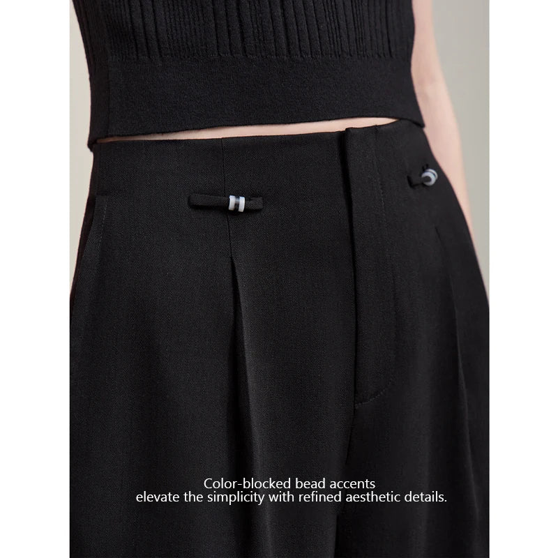 Amii Woman Wide Leg Pants 2026 Summer New Loose Casual Beaded Trousers Office Lady Solid Versatile Long Pants for Women 12622068