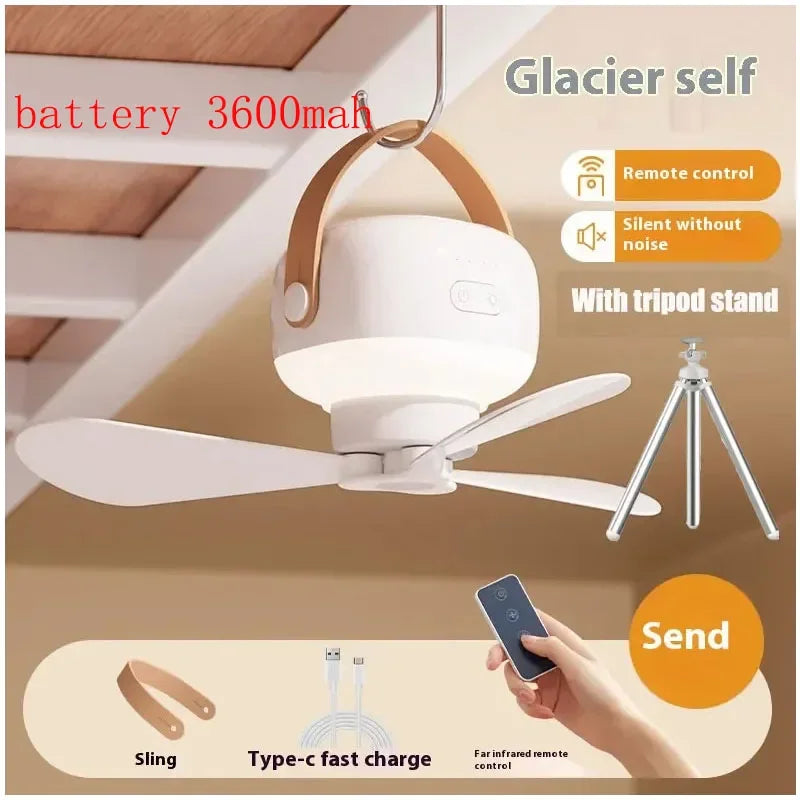 កង្ហារពិដានចល័ត LED ដែលអាចសាកបាន កង្ហារអគ្គិសនី LED ចង្កៀងរាត្រី ចង្កៀងផ្ទះ ក្រៅផ្ទះ បោះតង់ ព្យួរ ភ្លើងកង្ហារ ជាមួយឧបករណ៍បញ្ជាពីចម្ងាយ