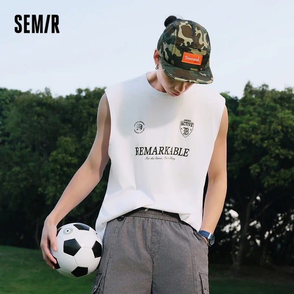 អាវកាក់បុរស Semir ឆ្នាំ ២០២៦ អាវកីឡាអាមេរិកាំងគ្មានដៃ ប៉ាក់ដោយកប្បាសសុទ្ធ សាមញ្ញ បោះពុម្ព ធ្វើដំណើរ