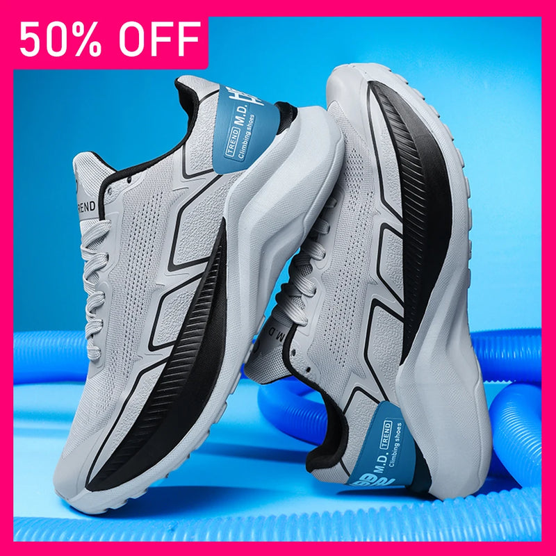 Mens Running Shoes 2026 New Trendy Mesh Breathable Lightweight Cushioning Daily Leisure Fashion Lace-up Sneakers for Men