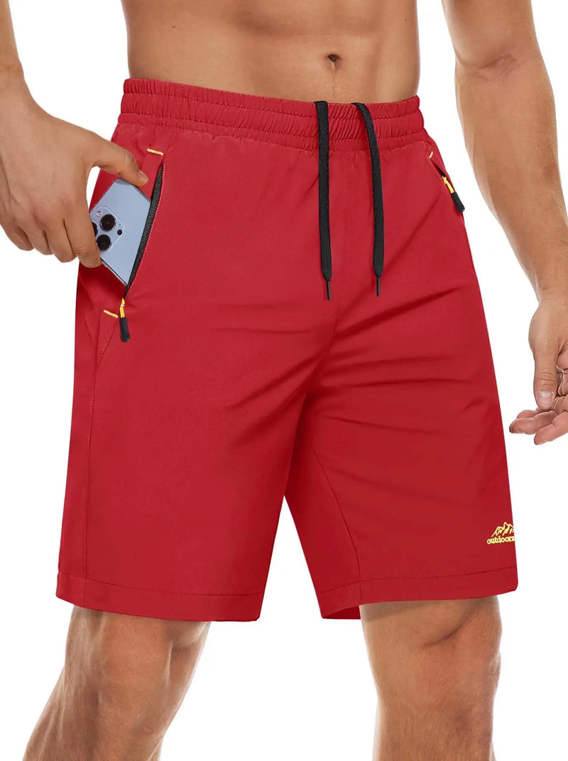 TACVASEN Quick Dry Athletic Shorts with Zipper Pockets Men's Summer Running Shorts Gym Training Workout Fitness Hiking Shorts