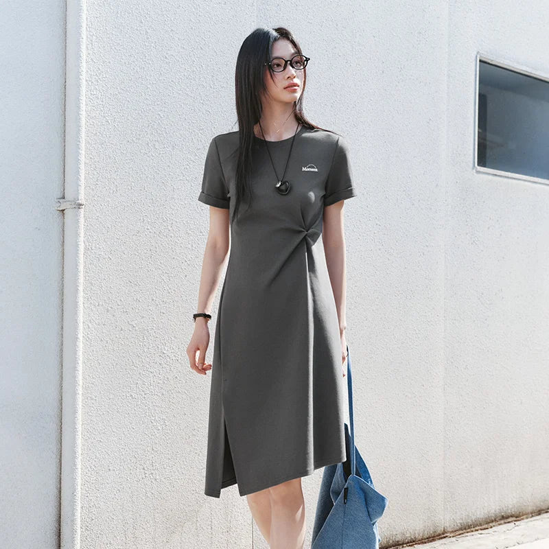 Semir Women Dress Twist 2026 Side Split Asymmetric Midi Urban Casual Everyday Style Soft Comfortable Daily Wear Trendy