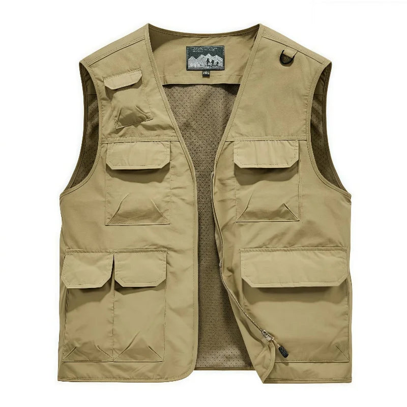 Large Size Casual photography jacket  multi-pocket vest men's waistcoat outdoor  quick-drying V-neck lightweight fishing vest