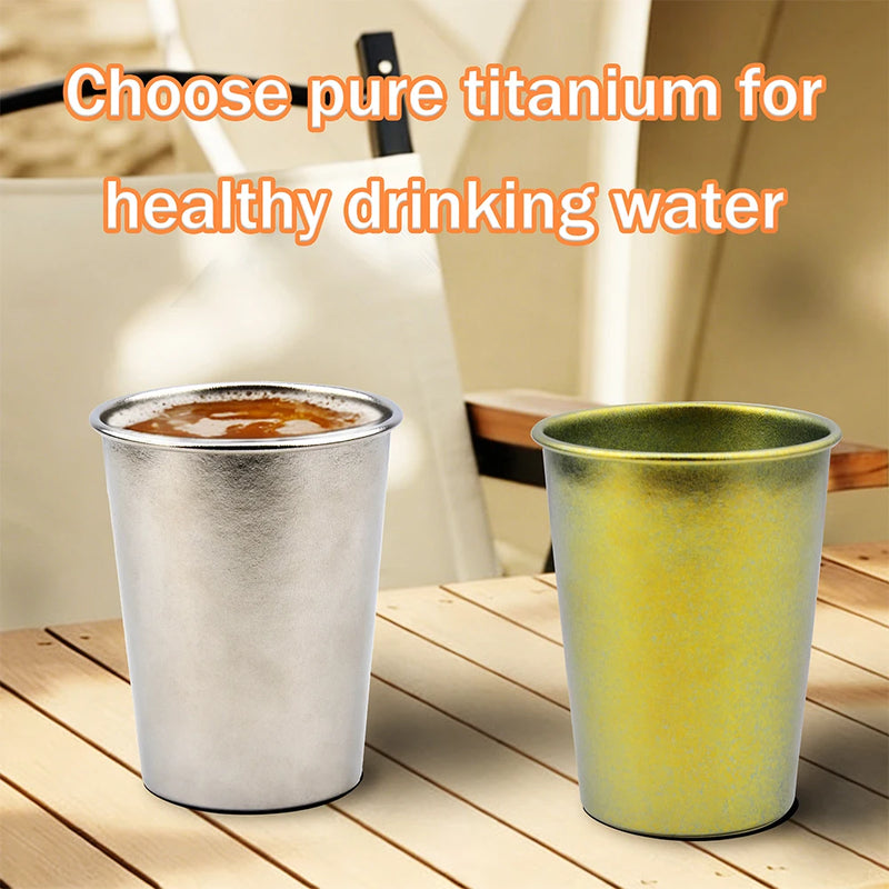 Super Light Pure Titanium Coffee Mug Camping Portable Polishing Breakfast Mule Milk Beer 350ml Juice Cup,Water Drinking Tumbler