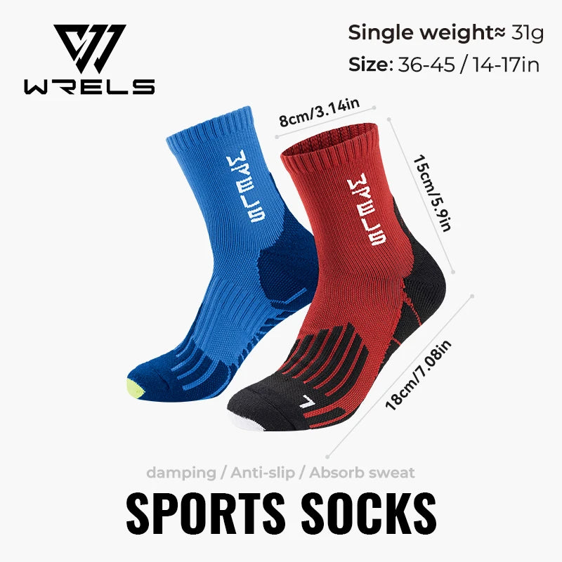 WRELS Sports Socks Arch Support 3D Anti Slip Quick Dry Breathable Cushioned Soccer Gym Training Outdoor Athletic Socks Men Women