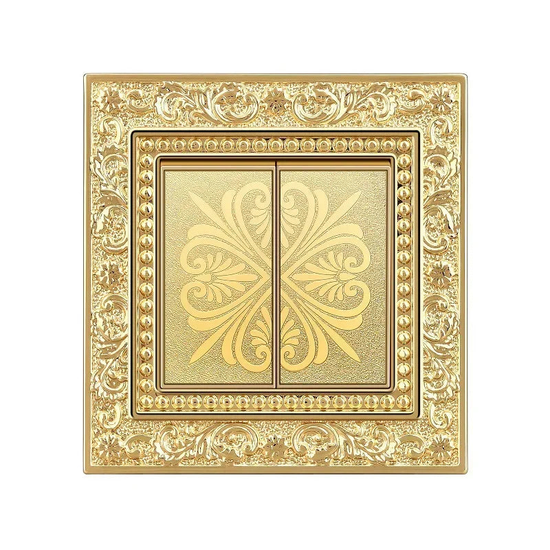 Luxurious metal European vintage antique EU wall lamp switch socket panel brass metal villa  home light switch 1/2/3 gang 2 way