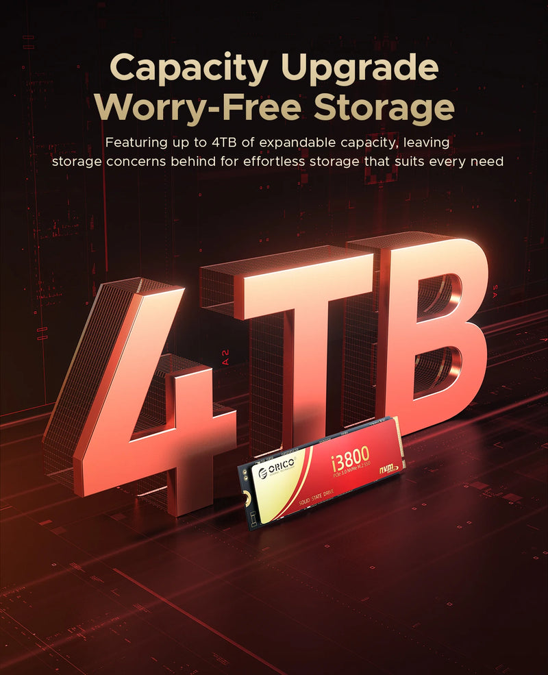 ORICO NVMe SSD 1TB Up to 3600MB/s PCIe Gen3x4 2280 Internal Solid State Drive SLC Cache 3D NAND for Laptop and PC Desktops