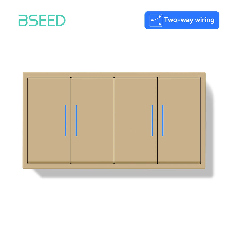 BSEED 1/2Gang 2Way Button Light Switch With EU Socket 20W AC Socket Plastic Frame Wall Switch On Off For Stairs LED Backlight