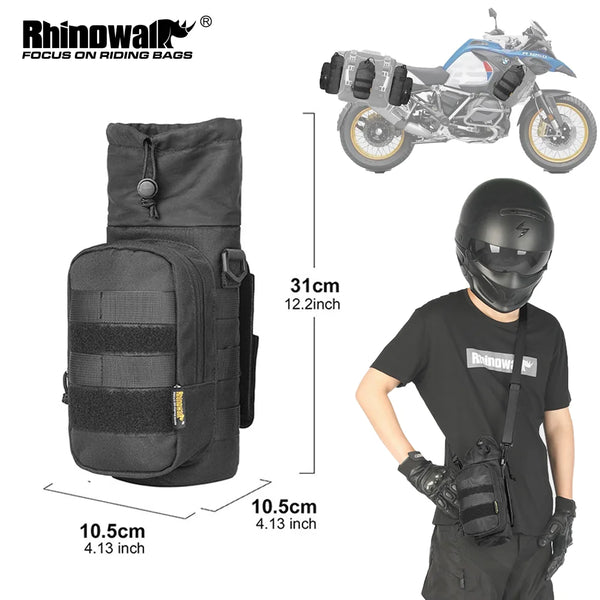 កាបូបដាក់ដបទឹកម៉ូតូ Rhinowalk ទំហំ 1.5 លីត្រ មានអ៊ីសូឡង់ ងាយស្រួលដាក់ក្នុងម៉ូតូ ជាមួយប្រព័ន្ធ Molle