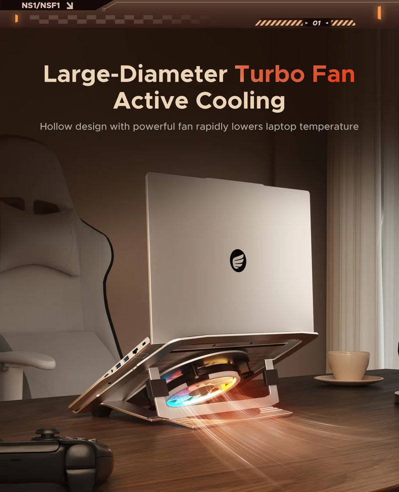 ORICO Laptop Stand for Desk Adjustable Riser 360° Rotating Ergonomic Notebook Holder Game RGB for All Laptops up 17 Inch