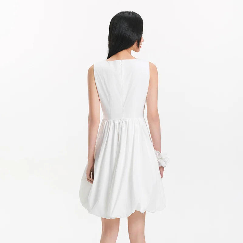 Semir Women Dress Crew 2026 Sleeveless Solid Waist Cinched Urban Casual Everyday Style Soft Comfortable Daily Wear Trendy