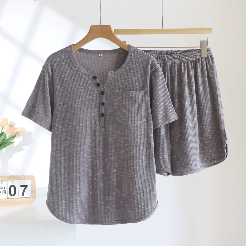 Chest Pads Women’s Summer Pajamas for Women Two-Piece Pijama Short Sleeve Sleepwear Night Wears For Females Loungewear Suit