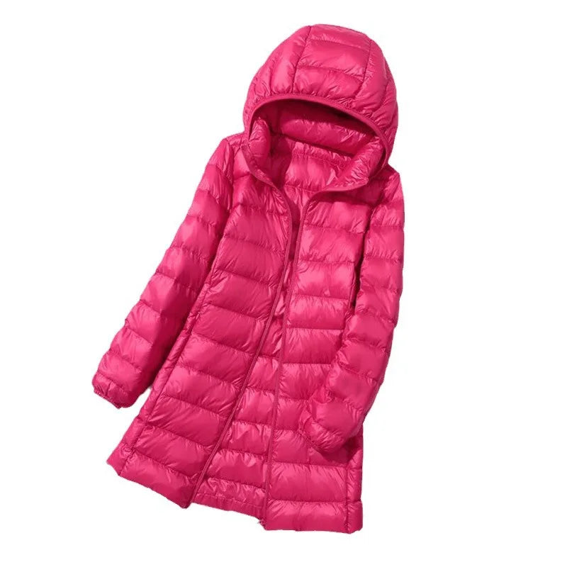 2026 New Waterproof Overcoat Women's Removable Cap Long-sleeved Parkas Winter Warm Jacket Female Red Blue Light/Thin Coats