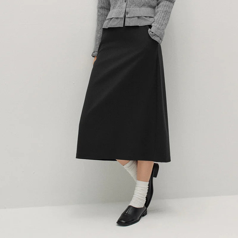 Semir Women Skirt Solid Faux Wool Long Split A Line Slim Smart Casual Commuter Winter Midi Skirt Everyday Style 2026