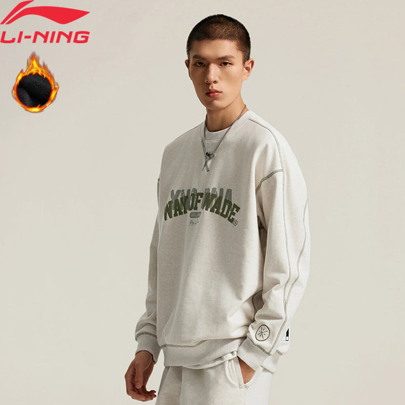 អាវយឺត Li-Ning សម្រាប់បុរស Wade ពាក់ក្នុងរដូវរងា ធ្វើពីកប្បាស 72% ប៉ូលីអេស្ទ័រ 28% រលុង ងាយស្រួលពាក់ អាវកីឡា LiNing AWDUH29