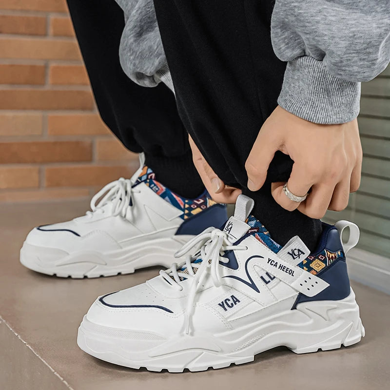 Men's fashion white casual shoes four seasons new breathable light soft-sole non slip comfort walking outdoor sports board shoes