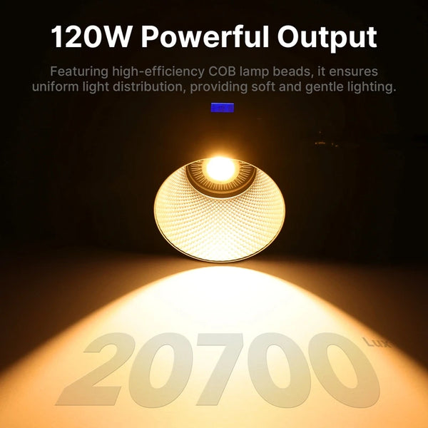 ភ្លើងវីដេអូ Ulanzi VL-120C 120W V-Mount RGB ពណ៌ពេញ COB បញ្ជាដោយឥតខ្សែ APP 2700K-6500K សម្រាប់ការថតវីដេអូក្នុងស្ទូឌីយោ