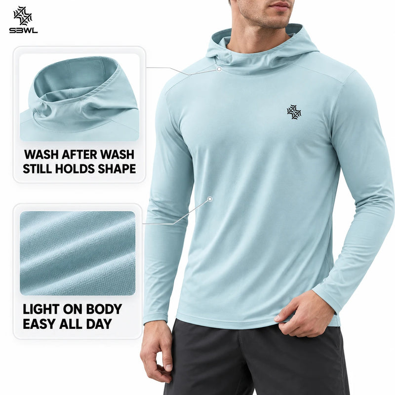 SBWL Women's/Man's Outdoor Mountaineering Sport T-Shirt Breathable Hooded Long-Sleeved Fitness Sweatshirt Tops for Summer/Autumn