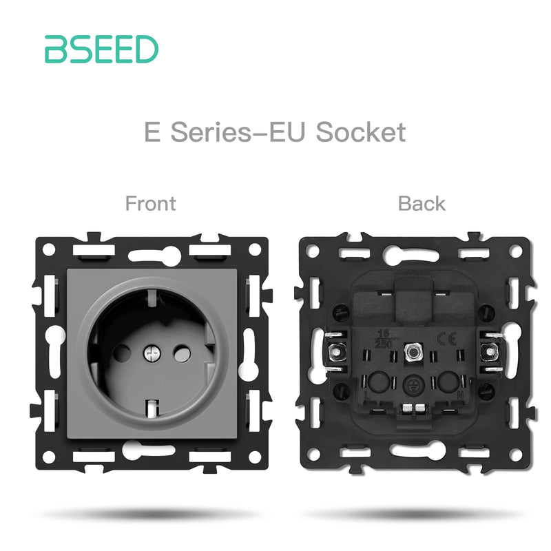 BSEED E Series WIFI Click Light Switch Part 1/2/3/4Gang 2Way Switch Function DIY Part EU Smart Socket Outlets Plastic Frame