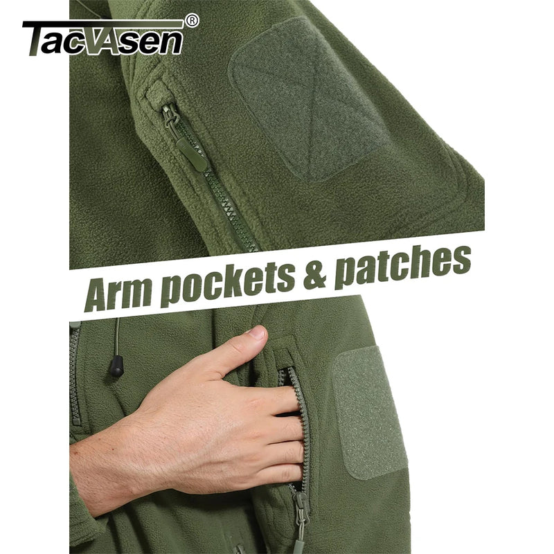 TACVASEN Fall Winter Men's Hooded Fleece Jacket Full Zip Up Soft Warmth Windproof Coat Outdoors Working Hiking Fishing Outerwear