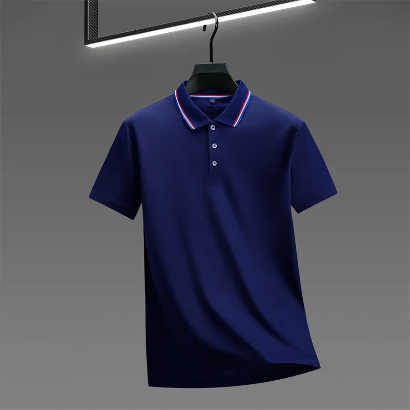 Men's Casual Solid Color Short Sleeve Polo Shirt Summer 2025 Fashionable Comfortable Versatile Top for Men