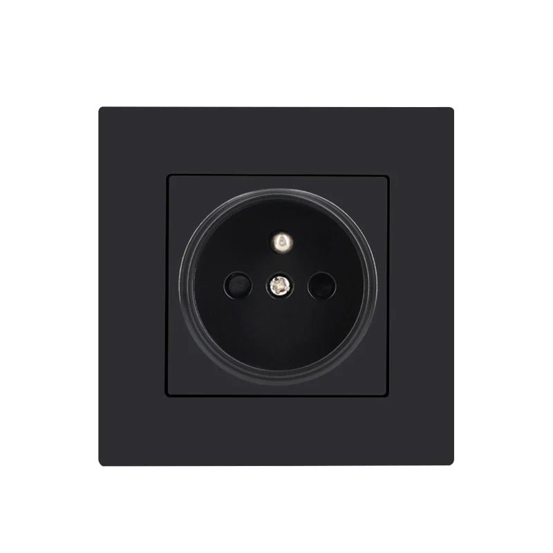French Standard Wall Electrical Socket Panel,Household PC Plastic Electrical Outlets Plug,Black/White/Grey Power Socket 86 Type