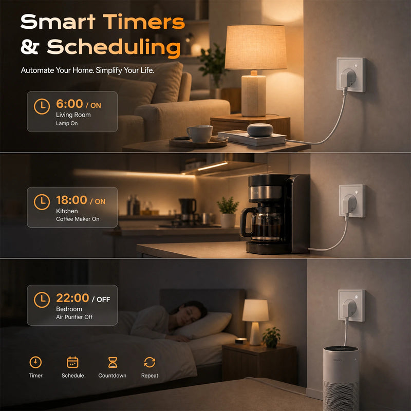 BSEED E Series WIFI Wall Socket Smart Power Monitor Socket 20W USB Type-C Charge Port Plastic Frame Tuya Smart Life Control