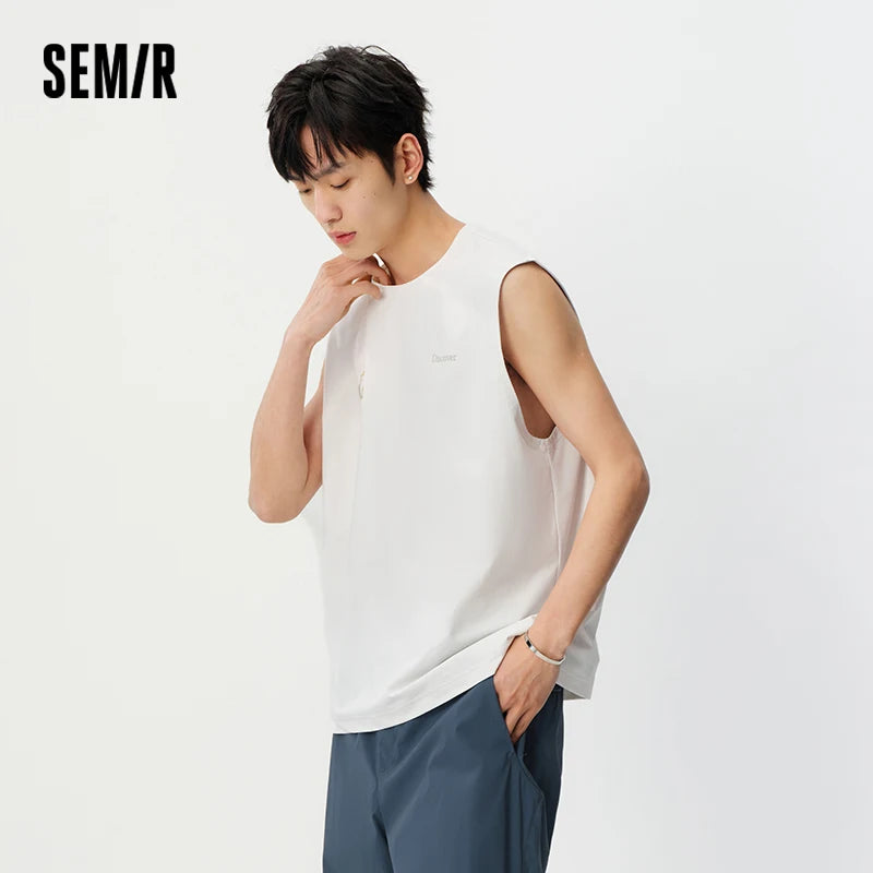 Semir Men Tank Top Quick Dry UV Protection Color Block Print Crew Neck Knit Tank 2026