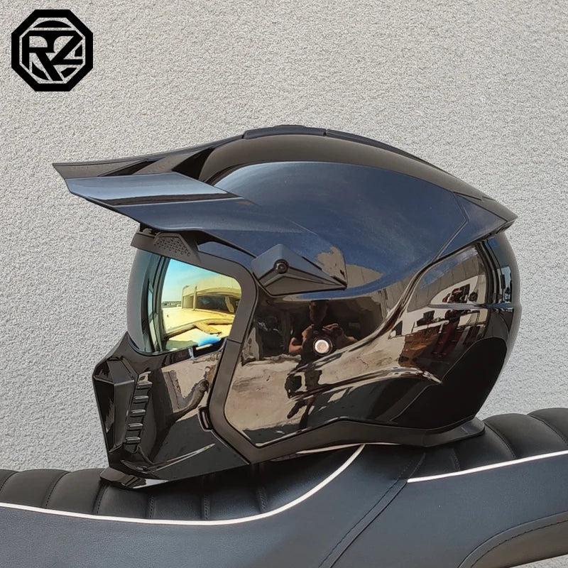 ORZ modular multifunctional combination motorcycle helmet Black Warrior retro style full face helmet DOT personalized helmet