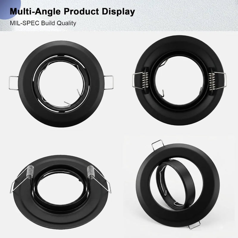 JOYINLED 2/6/10PCS Adjustable Recessed Spotlight Frame Black LED Ceiling Downlight Trim Housing for GU10 MR16 Bulbs Fixture