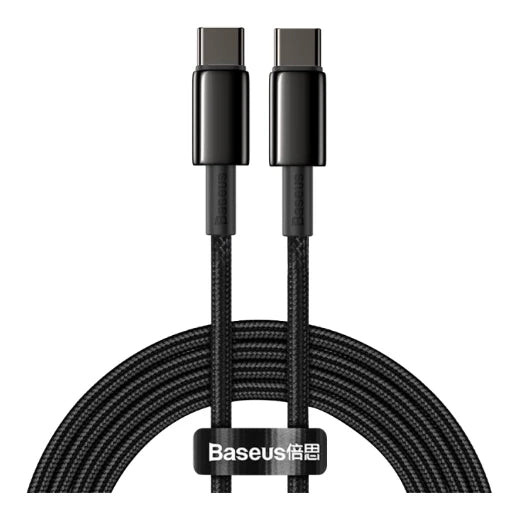 ខ្សែសាកទិន្នន័យ BASEUS PD100W សម្រាប់ iPhone 15 ក្បាលពីរ ប្រភេទ C ដល់ C 65W សាកលឿនសម្រាប់ Huawei Xiaomi Apple