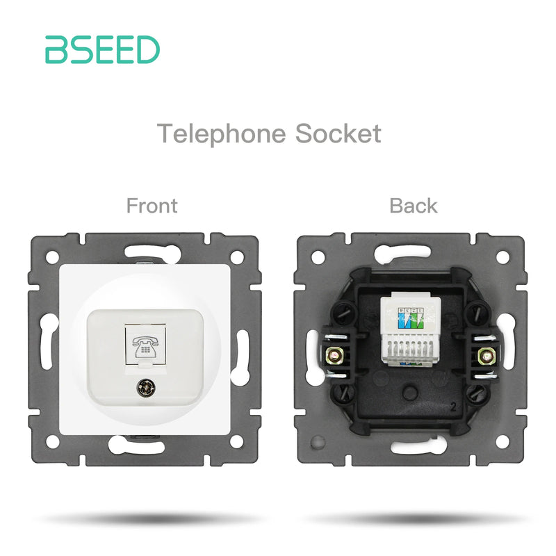 BSEED Wall Button Switch 1/2Gang USB Type-C Wall Socket Module Part Internet TV Telephone Socket Plastic Frame DIY Function Part