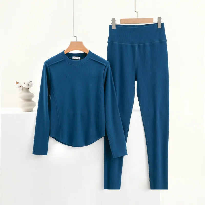 Thermal Underwear Women's Sleepwear Suit Comfortable Long-sleeved Trousers Set Autumn Winter Velvet Heating Home Pajamas
