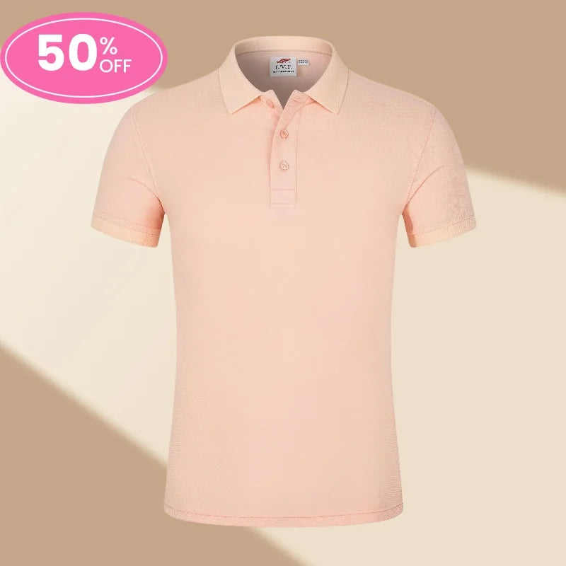 High-End Pure Cotton Polo Shirt Short Sleeve Turn-down Collar Corporate  Workwear Group Meetings  custom Embroidered Logo